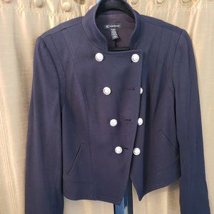 Black wool double breasted waist jacket